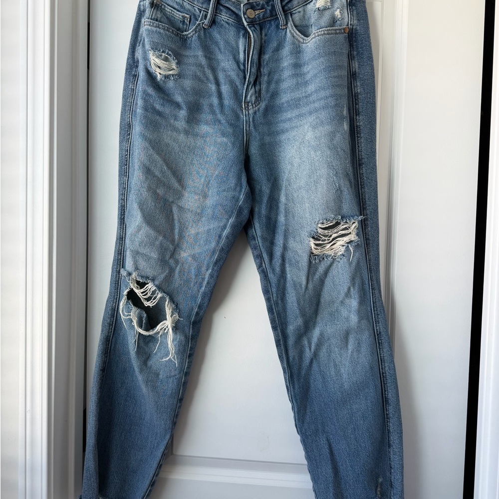 Judy Blue Light Blue Distressed Boyfriend Jeans
